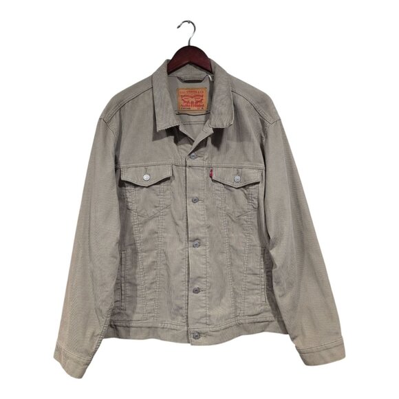 Levis Trucker Jacket Men's XL Corduroy Beige Cotton Blend Button Up Pockets - Picture 1 of 16